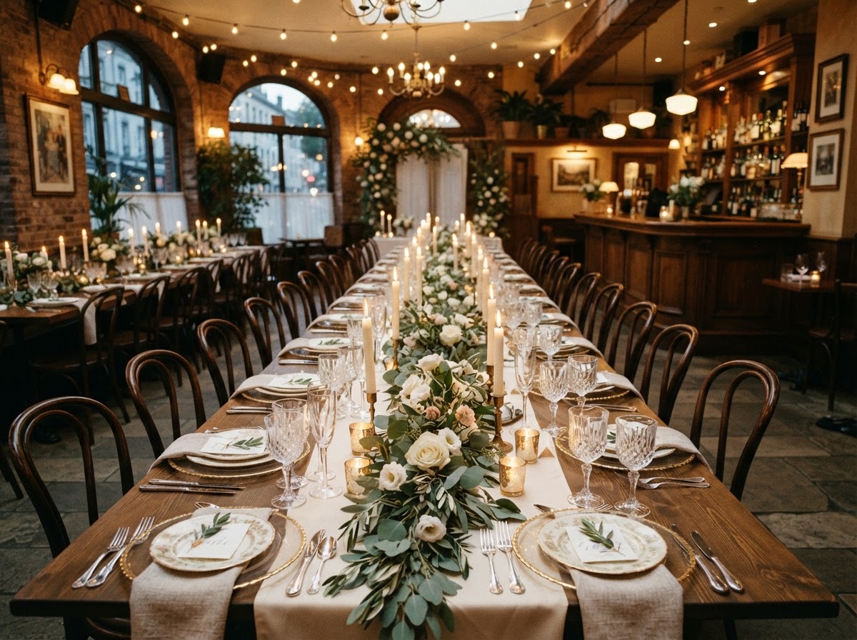 Aramis Festtafel Elegant gedeckte Festtafel in der Aramis Eventlocation